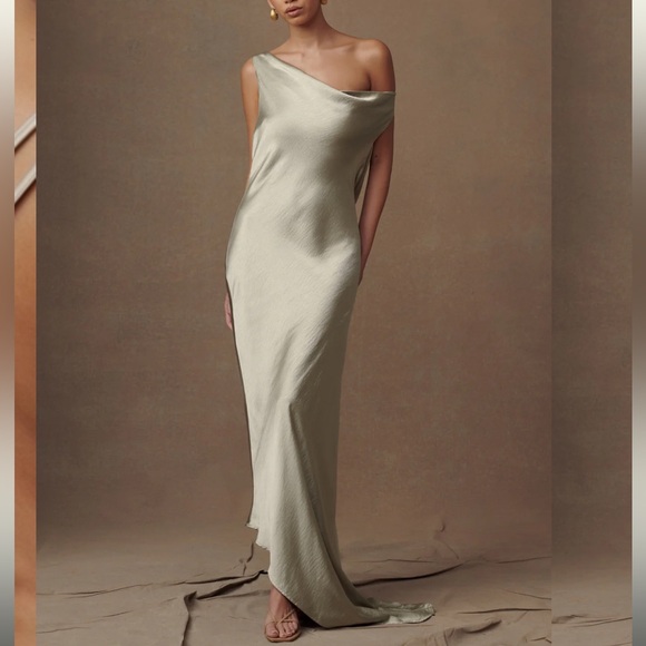 NWT - Meshki Sage green maxi dress with asymmetrical hem - Picture 3 of 6